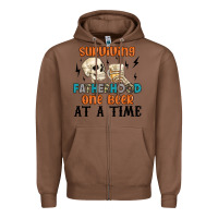Chestnut surviving fatherhood one beer at a time Zipper Hoodie - MaliasSmallBusiness