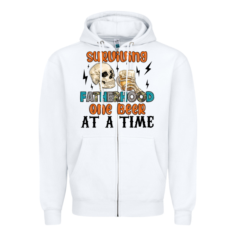 Surviving Fatherhood One Beer At A Time Zipper Hoodie by MaliasSmallBusiness | Teevron