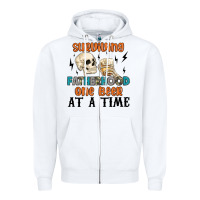 White surviving fatherhood one beer at a time Zipper Hoodie - MaliasSmallBusiness