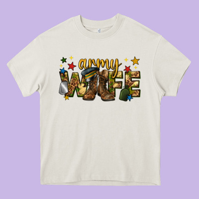 Army Wife Western Heavy Core Tee Designed By Texasbilliewilder