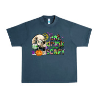 Midnight Navy eat drınk and be scary Urban Heavy Tee - AdoDesignShop