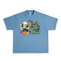 Pebble Blue eat drınk and be scary Urban Heavy Tee - AdoDesignShop
