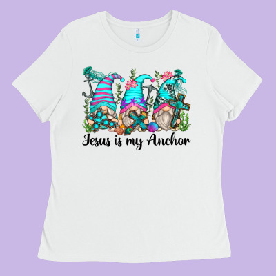 Jesus Is My Anchor Gnomes Ladies Tee Designed By Zillion Design Studio