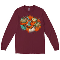 Burgundy fall autumn patches Long Sleeve Tee - Jasminsmagicworld
