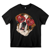 Black saint bernard with love glasses Heavy Core Tee - RanaPortraitStore