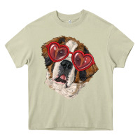 Mossy saint bernard with love glasses Heavy Core Tee - RanaPortraitStore