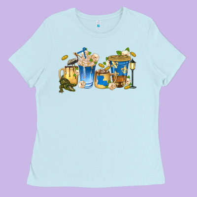 Louisiana Coffee Cups Ladies Tee Designed By Texasbilliewilder