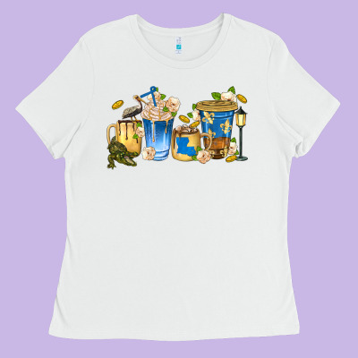 Louisiana Coffee Cups Ladies Tee Designed By Texasbilliewilder