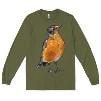 Army Green American Robin Bird Long Sleeve Tee - LillyAllenDesigns