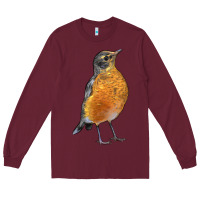 Burgundy American Robin Bird Long Sleeve Tee - LillyAllenDesigns