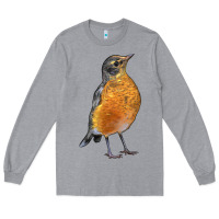 Heather Grey American Robin Bird Long Sleeve Tee - LillyAllenDesigns