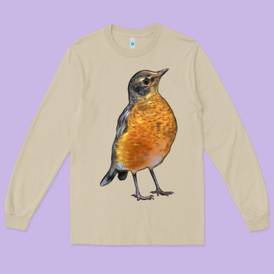 American Robin Bird Long Sleeve Tee Designed By Lillyallendesigns
