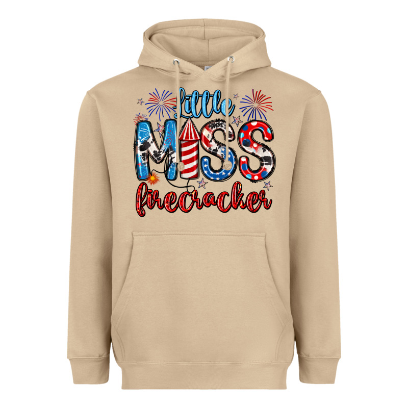 Little Miss Firecracker 4th Of July Heavyweight Hoodie by Artiststas | Teevron