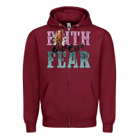 Burgundy faith over fear Zipper Hoodie - NancyCooperArtShop