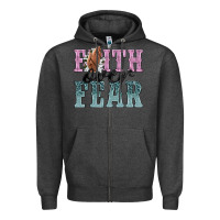 Charcoal Heather faith over fear Zipper Hoodie - NancyCooperArtShop