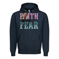 Navy faith over fear Zipper Hoodie - NancyCooperArtShop