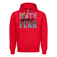 Red faith over fear Zipper Hoodie - NancyCooperArtShop