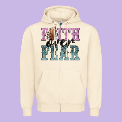 Faith Over Fear Zipper Hoodie Designed By Nancycooperartshop