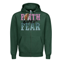 Sports Green faith over fear Zipper Hoodie - NancyCooperArtShop