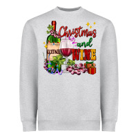 Heather Grey Christmas and wine Heavyweight Sweatshirt - AdoDesignShop