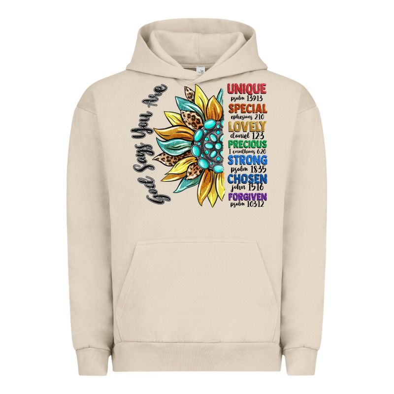 God Says You Are Unique Urban Hoodie by CowGirlArtShop | Teevron