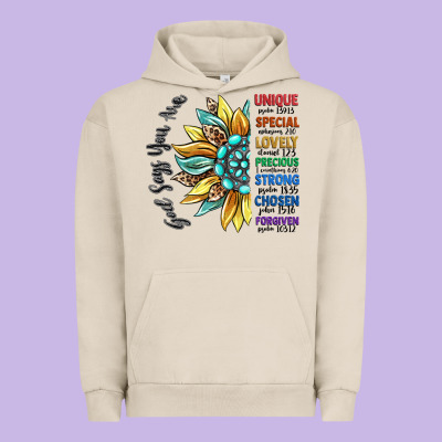 God Says You Are Unique Urban Hoodie Designed By Cowgirlartshop