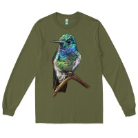 Army Green Ruby Throcuted Hummingbird Long Sleeve Tee - LillyAllenDesigns