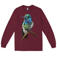 Burgundy Ruby Throcuted Hummingbird Long Sleeve Tee - LillyAllenDesigns