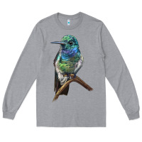 Heather Grey Ruby Throcuted Hummingbird Long Sleeve Tee - LillyAllenDesigns