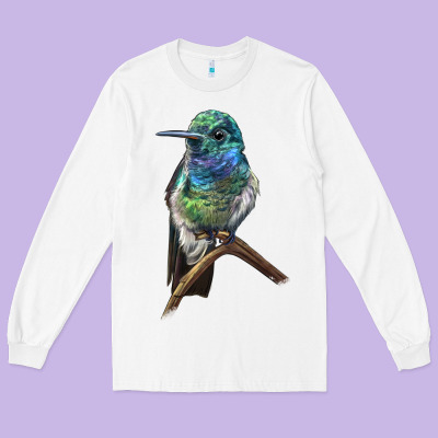 Ruby Throcuted Hummingbird Long Sleeve Tee Designed By Lillyallendesigns