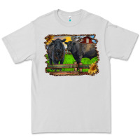Dove Grey black angus cattle and bull in barnyard Premium Tee - RanaPortraitStore