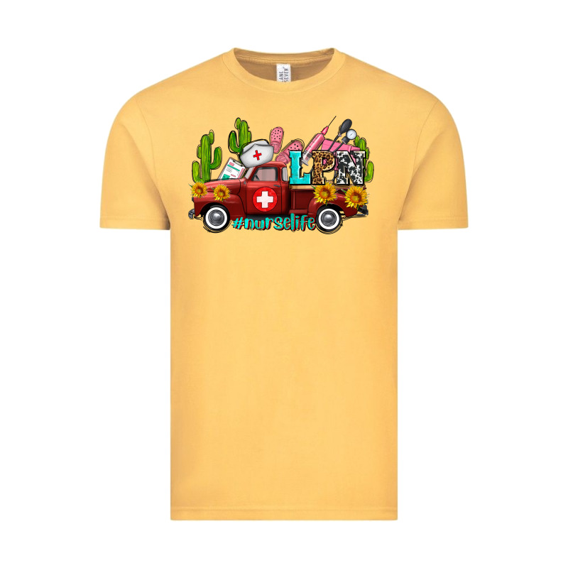 Lpn Nurse Truck With Cactus And Sunflowers Vintage Tee by AdoDesignShop | Teevron