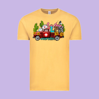 Lpn Nurse Truck With Cactus And Sunflowers Vintage Tee Designed By Adodesignshop