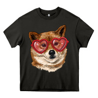 Asphalt shiba inu with love glasses Heavy Core Tee - RanaPortraitStore