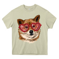 Mossy shiba inu with love glasses Heavy Core Tee - RanaPortraitStore