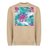 Mushroom ocean waves octopus seamless pattern Heavyweight Sweatshirt - BundleAndBundleShop