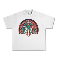 Gemstone Cross American Flag Turquoise Rainbow Urban Heavy Tee | Teevron