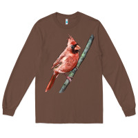 Chestnut Northern Cardinal Bird Long Sleeve Tee - LillyAllenDesigns