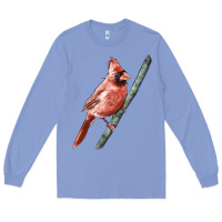 Colony Blue Northern Cardinal Bird Long Sleeve Tee - LillyAllenDesigns