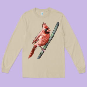 Northern Cardinal Bird Long Sleeve Tee Designed By Lillyallendesigns