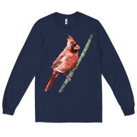 Navy Northern Cardinal Bird Long Sleeve Tee - LillyAllenDesigns