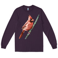 Plum Northern Cardinal Bird Long Sleeve Tee - LillyAllenDesigns