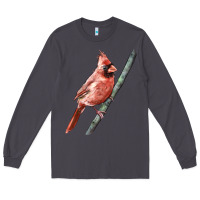 Smoke Northern Cardinal Bird Long Sleeve Tee - LillyAllenDesigns