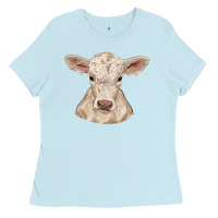 Baby Blue charolais calf Ladies Tee - RanaPortraitStore