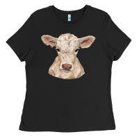 Black charolais calf Ladies Tee - RanaPortraitStore
