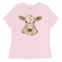 Bubblegum Pink charolais calf Ladies Tee - RanaPortraitStore