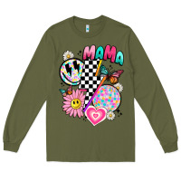 Army Green retro mama Long Sleeve Tee - JahusDesignShop