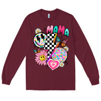 Burgundy retro mama Long Sleeve Tee - JahusDesignShop