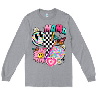 Heather Grey retro mama Long Sleeve Tee - JahusDesignShop