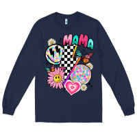 Navy retro mama Long Sleeve Tee - JahusDesignShop
